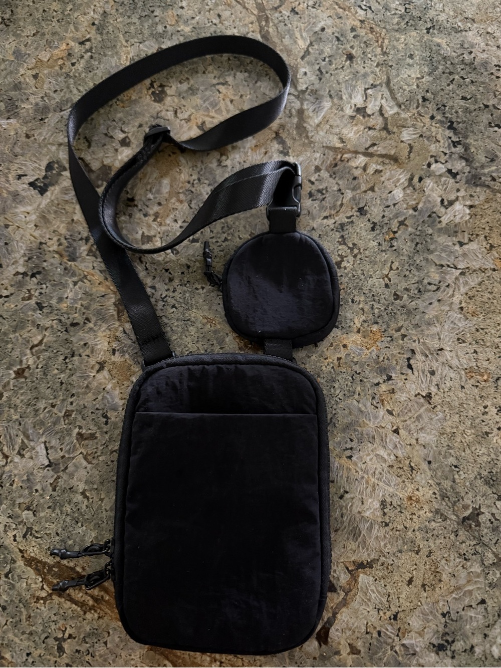 ODODOS Black Crossbody Bag with Coin Pouch, unisex